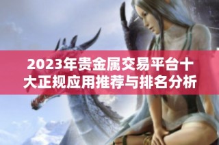 2023年贵金属交易平台十大正规应用推荐与排名分析