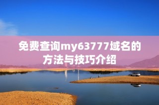 免费查询my63777域名的方法与技巧介绍