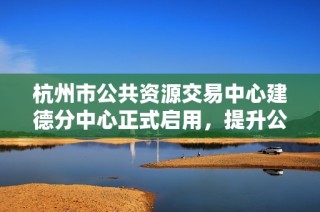 杭州市公共资源交易中心建德分中心正式启用，提升公共资源交易效率