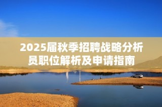 2025届秋季招聘战略分析员职位解析及申请指南