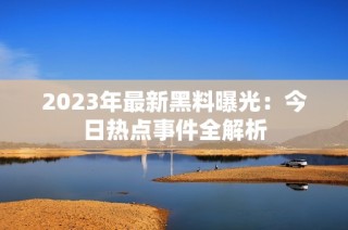 2023年最新黑料曝光：今日热点事件全解析