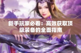 新手玩家必看：高效获取顶级装备的全面指南