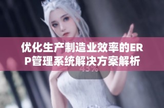 优化生产制造业效率的ERP管理系统解决方案解析