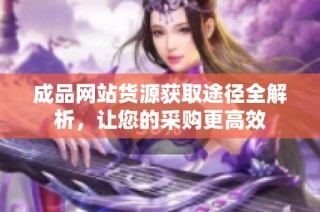 成品网站货源获取途径全解析，让您的采购更高效
