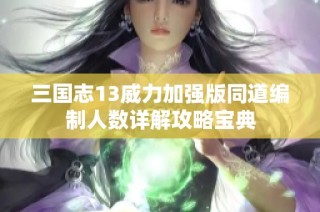三国志13威力加强版同道编制人数详解攻略宝典