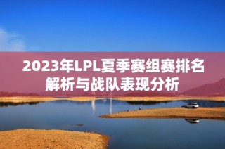 2023年LPL夏季赛组赛排名解析与战队表现分析