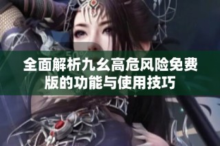 全面解析九幺高危风险免费版的功能与使用技巧