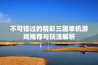 不可错过的精彩三国单机游戏推荐与玩法解析