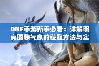 DNF手游新手必看：详解明亮图腾气息的获取方法与实用技巧