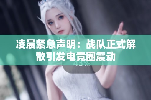 凌晨紧急声明：战队正式解散引发电竞圈震动