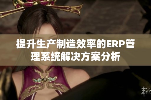 提升生产制造效率的ERP管理系统解决方案分析