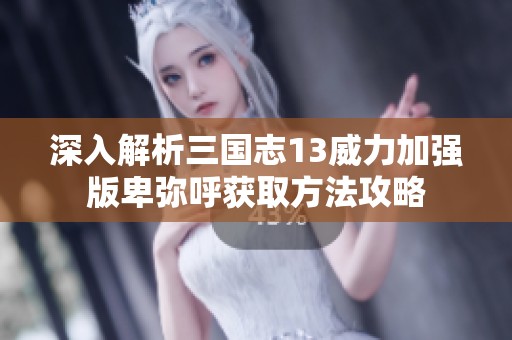 深入解析三国志13威力加强版卑弥呼获取方法攻略