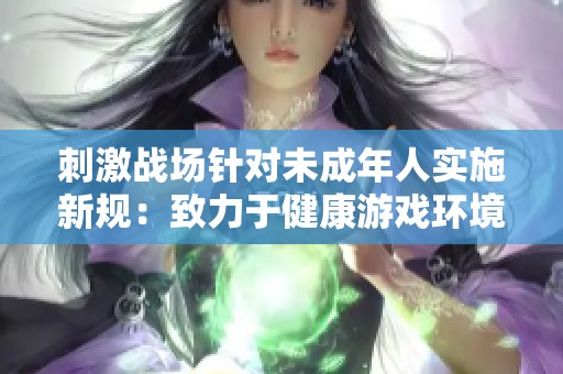 刺激战场针对未成年人实施新规：致力于健康游戏环境