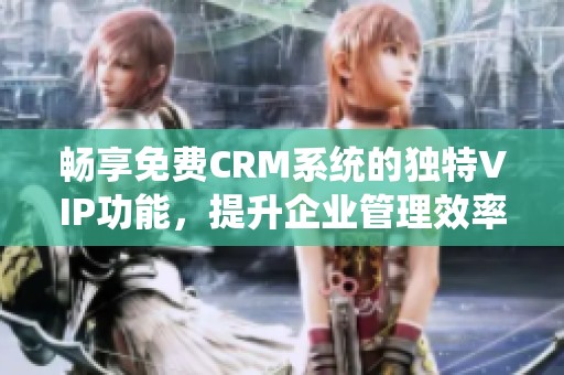 畅享免费CRM系统的独特VIP功能，提升企业管理效率