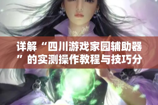 详解“四川游戏家园辅助器”的实测操作教程与技巧分享