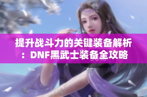 提升战斗力的关键装备解析：DNF黑武士装备全攻略