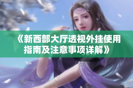 《新西部大厅透视外挂使用指南及注意事项详解》