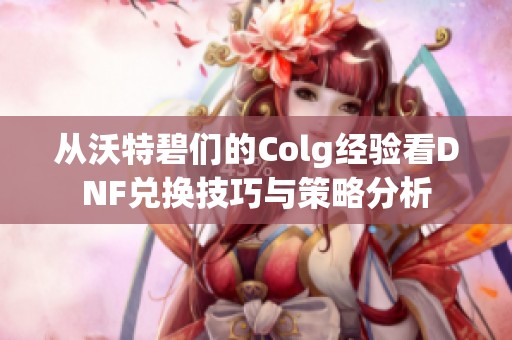 从沃特碧们的Colg经验看DNF兑换技巧与策略分析