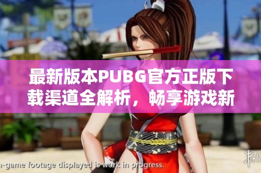 最新版本PUBG官方正版下载渠道全解析，畅享游戏新体验